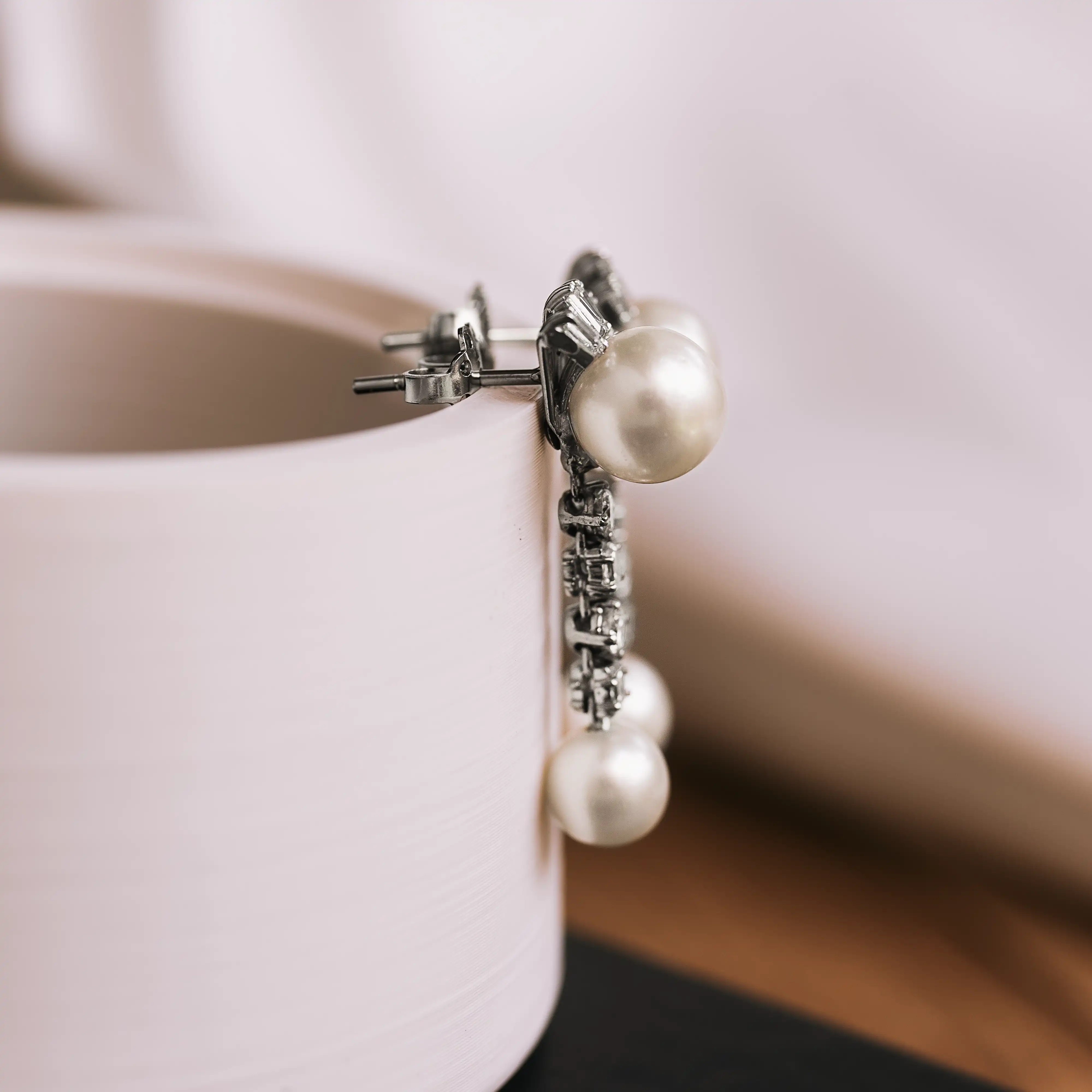 P3942 - Pendientes perlas y diamantes 3 P3942 - Pendientes perlas y diamantes - Imagen 3