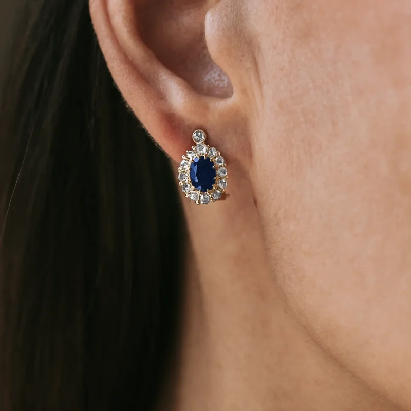Alternative view of P5844 - Pendientes rosetas zafiros