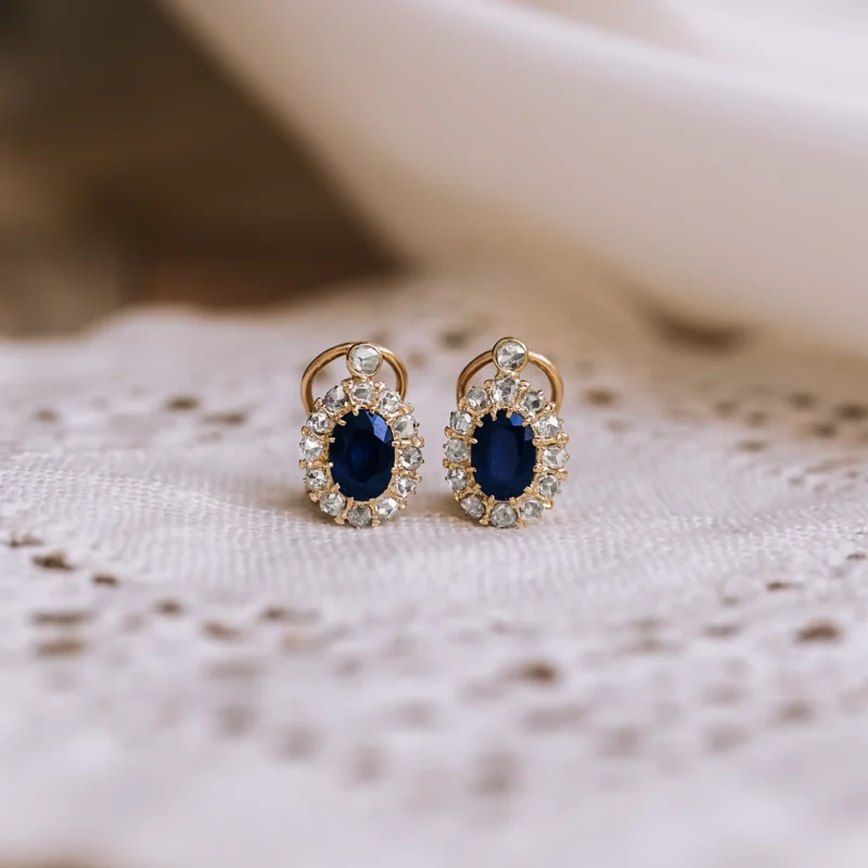 P5844 - Pendientes rosetas zafiros
