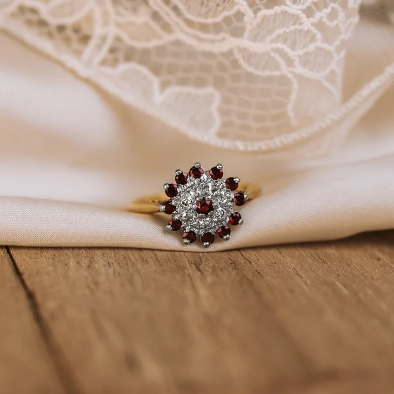 S7875 - Rosetón diamantes y granates