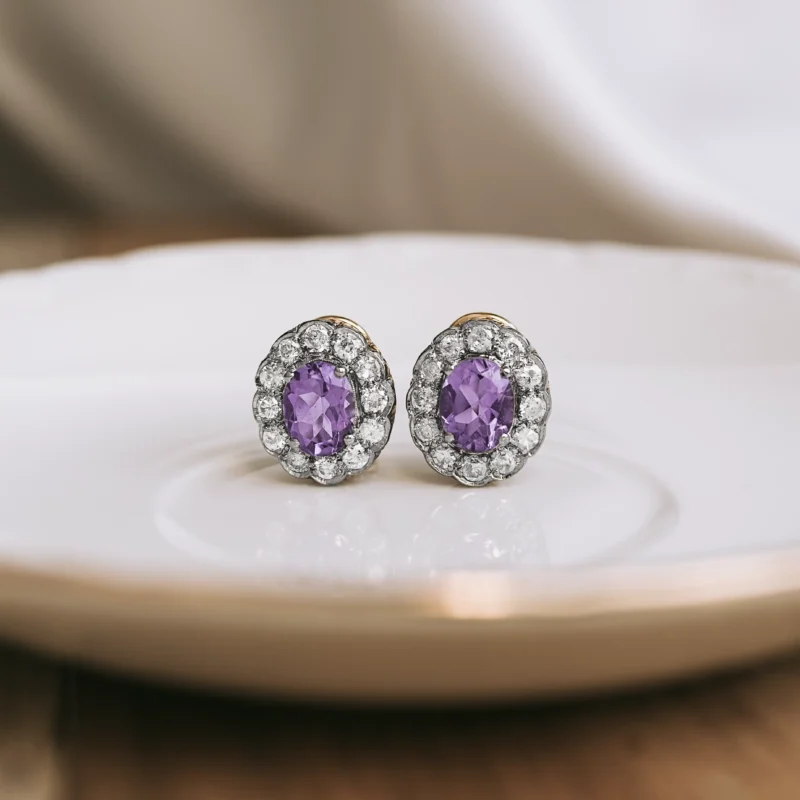 P8026 - Pendientes antiguos amatista