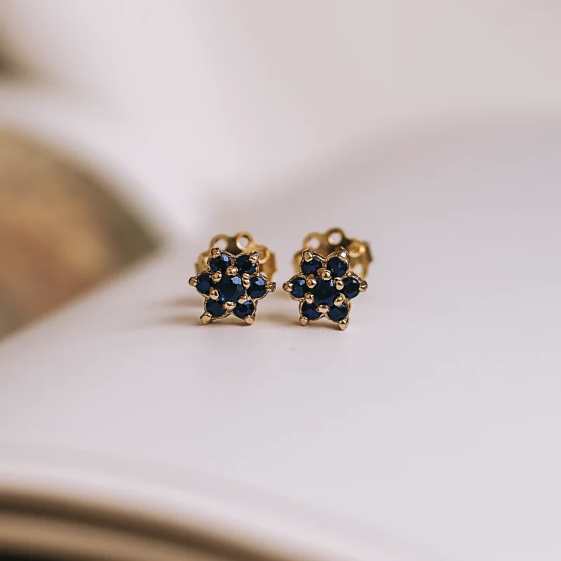 P8076 - Pendientes rosetones zafiros