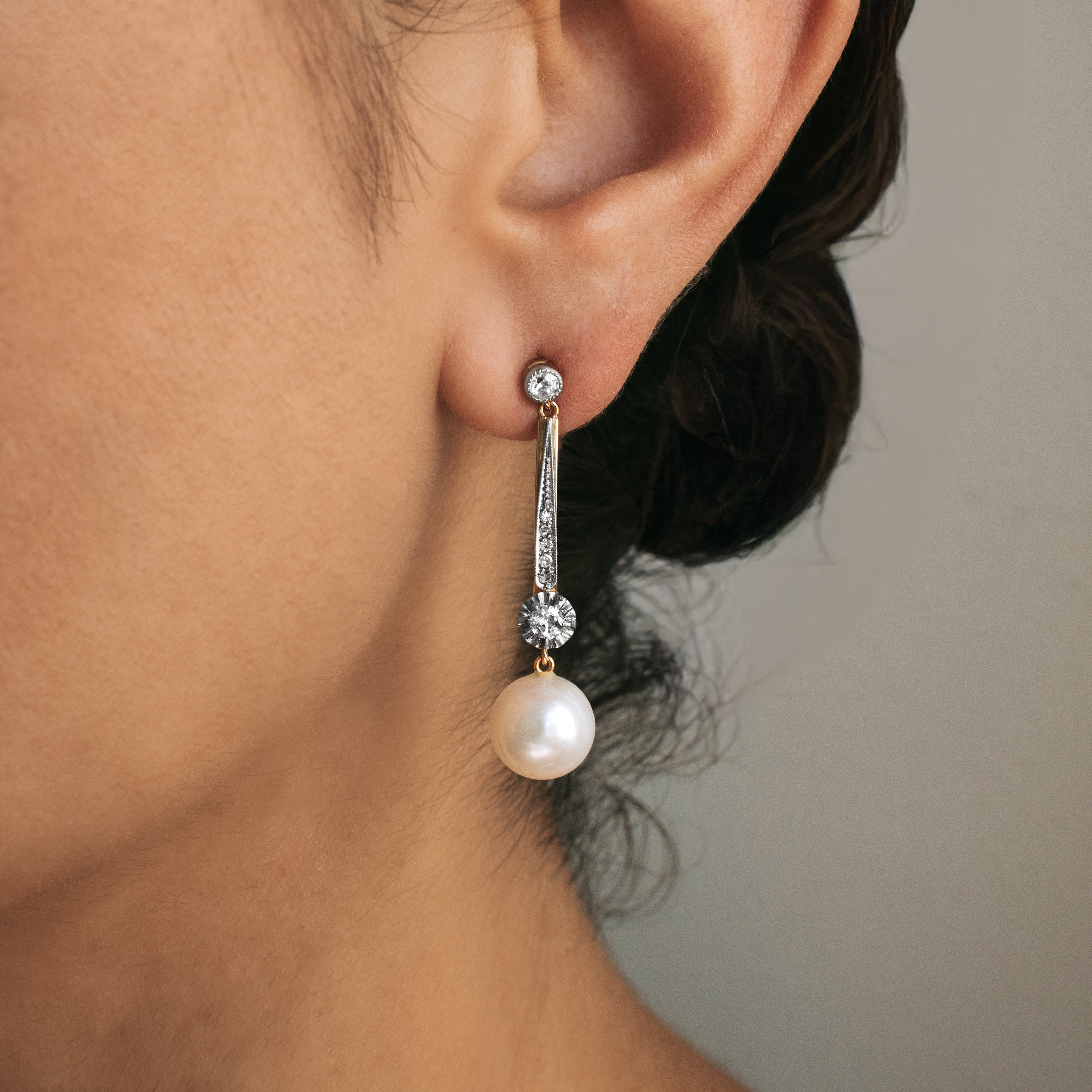 P6517 - Pendientes diamantes y perlas 2 P6517 - Pendientes diamantes y perlas - Imagen 2