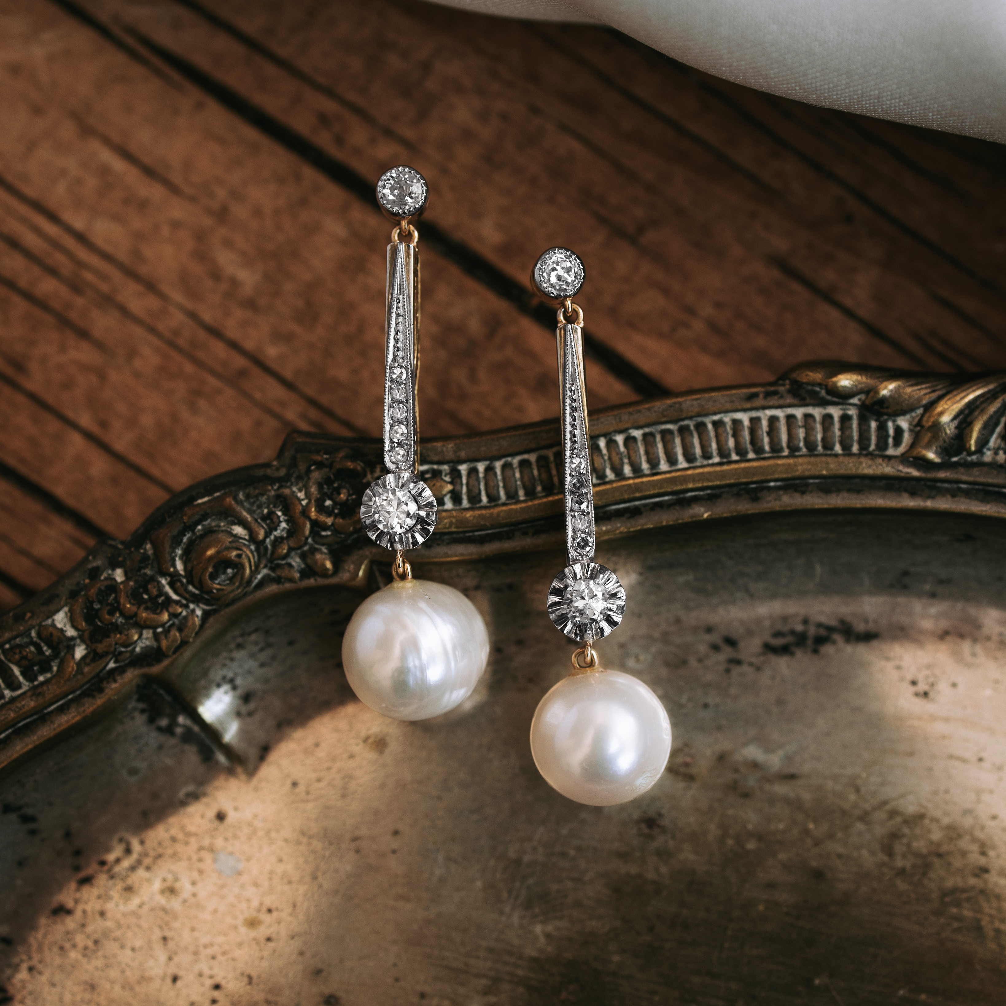 P6517 - Pendientes diamantes y perlas 1 P6517 - Pendientes diamantes y perlas