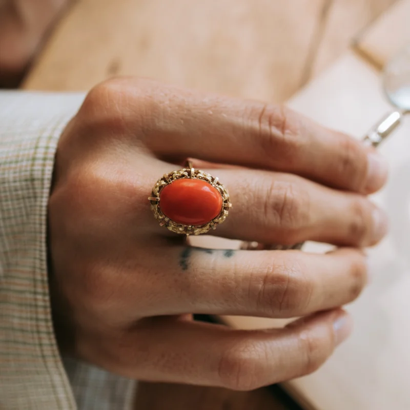 Alternative view of S7290 - Sortija vintage coral
