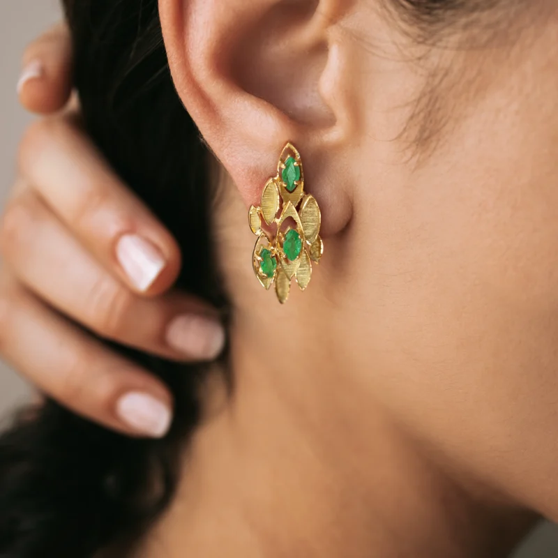 Alternative view of P7559 - Pendientes vintage esmeraldas