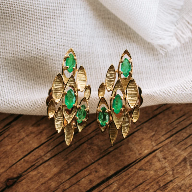 P7559 - Pendientes vintage esmeraldas
