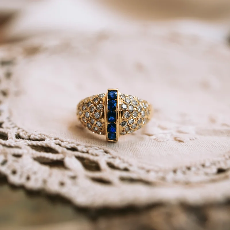 S7957 - Sortija zafiros y diamantes