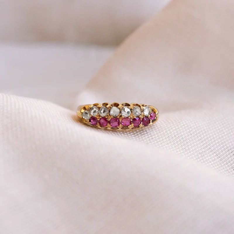 S8052 - Doble septillo diamantes y rubíes
