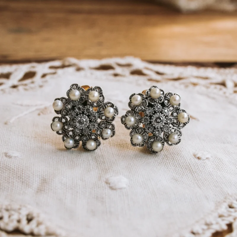 P8134 - Pendientes diamantes y perlas