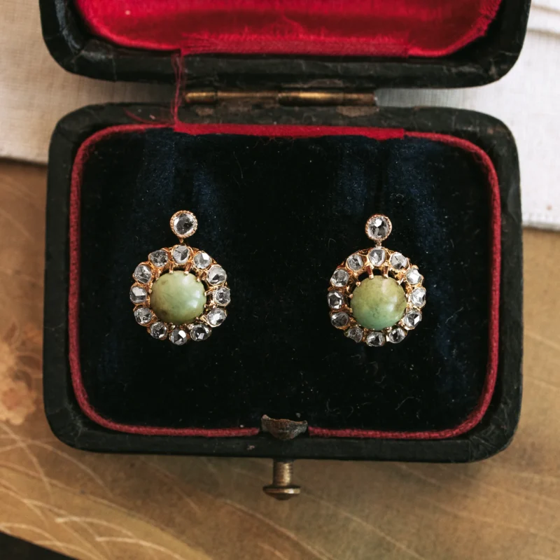 P8176 - Pendientes turquesas y diamantes