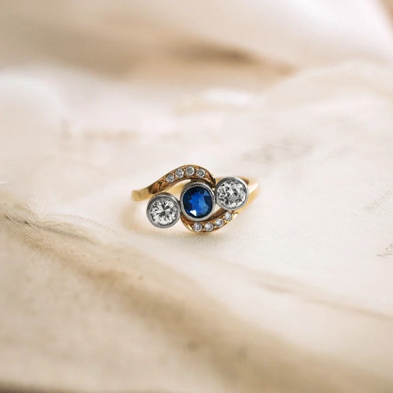 S8249 - Tresillo zafiro y diamantes