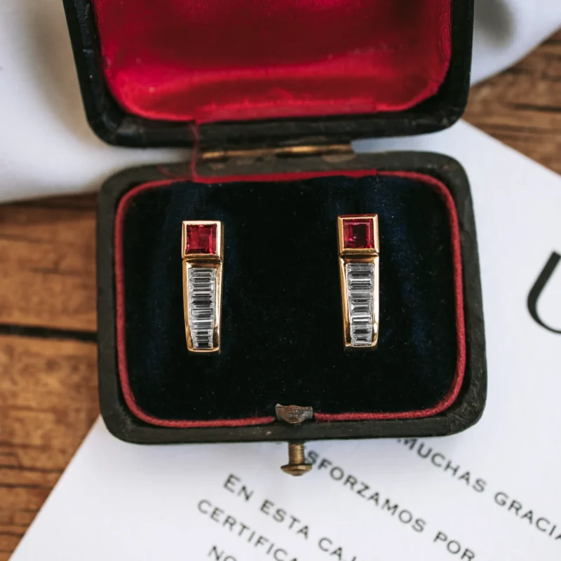 P8321 - Ruby and diamond earrings