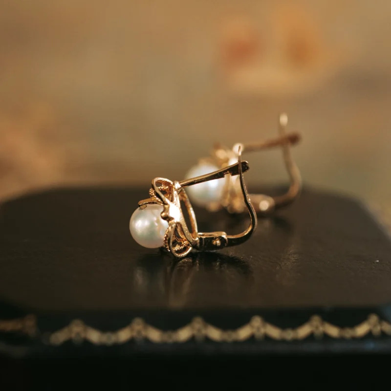 P7564 - Pendientes antiguos perlas - Imagen 3