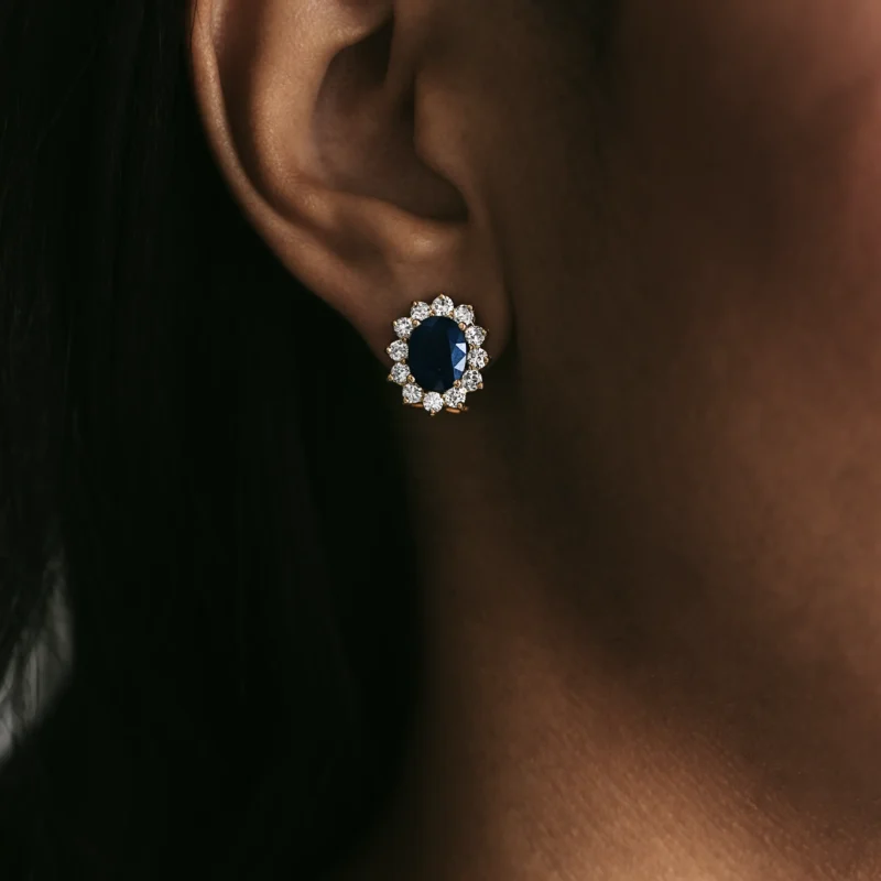 Alternative view of P6931 - Pendientes rosetas zafiros