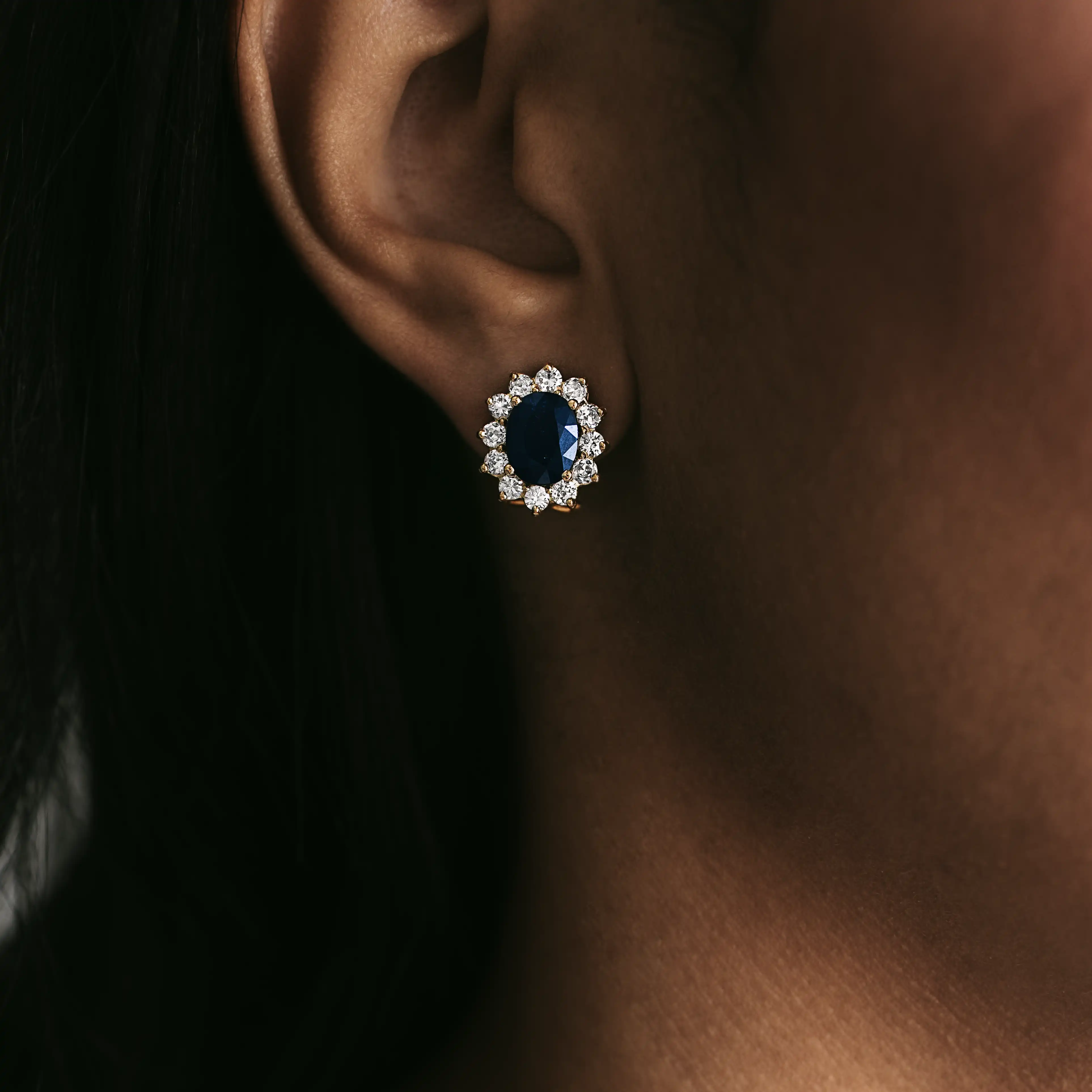 P6931 - Pendientes rosetas zafiros 2 P6931 - Pendientes rosetas zafiros - Imagen 2