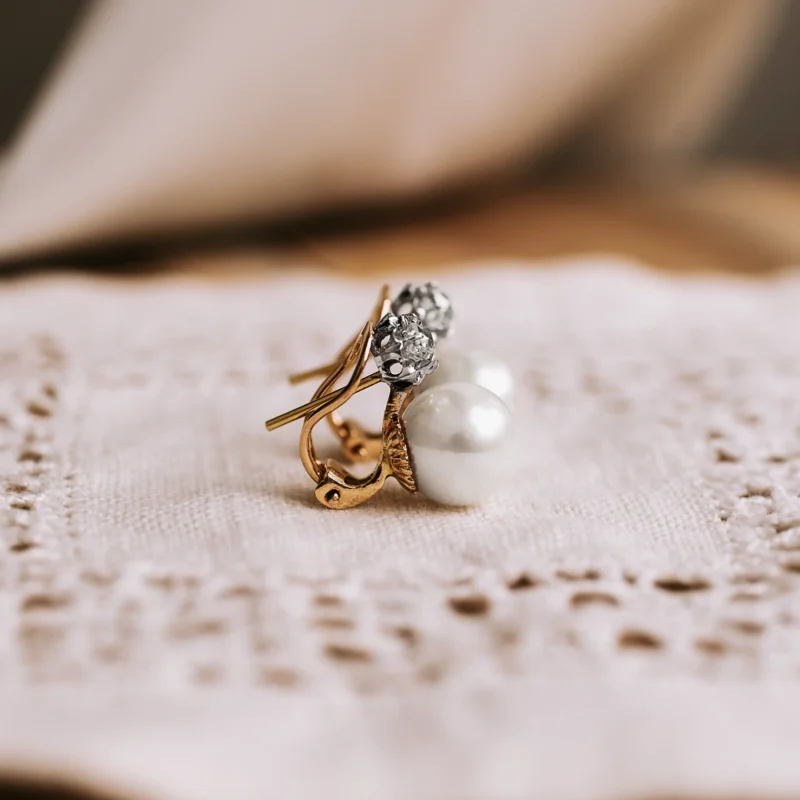 P7713 - Pendientes diamantes y perlas 5 P7713 - Pendientes diamantes y perlas - Imagen 3