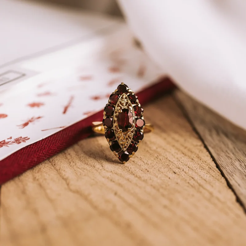 S8116 - Vintage Garnet Shuttle Ring