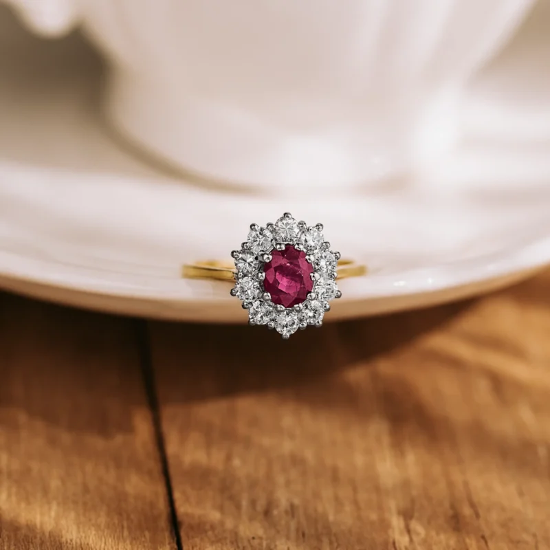 S8395 - Roseta rubí y diamantes