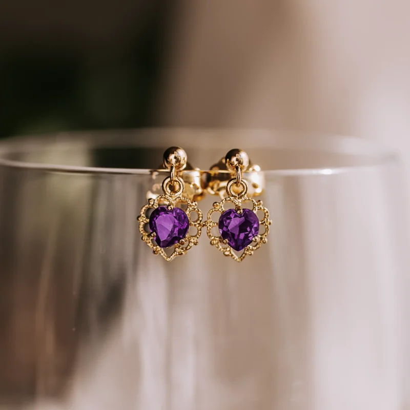 P8485 - Pendientes vintage amatistas
