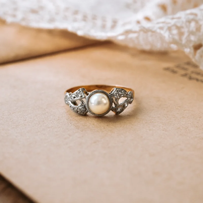 S6090 - Sortija perla y diamantes