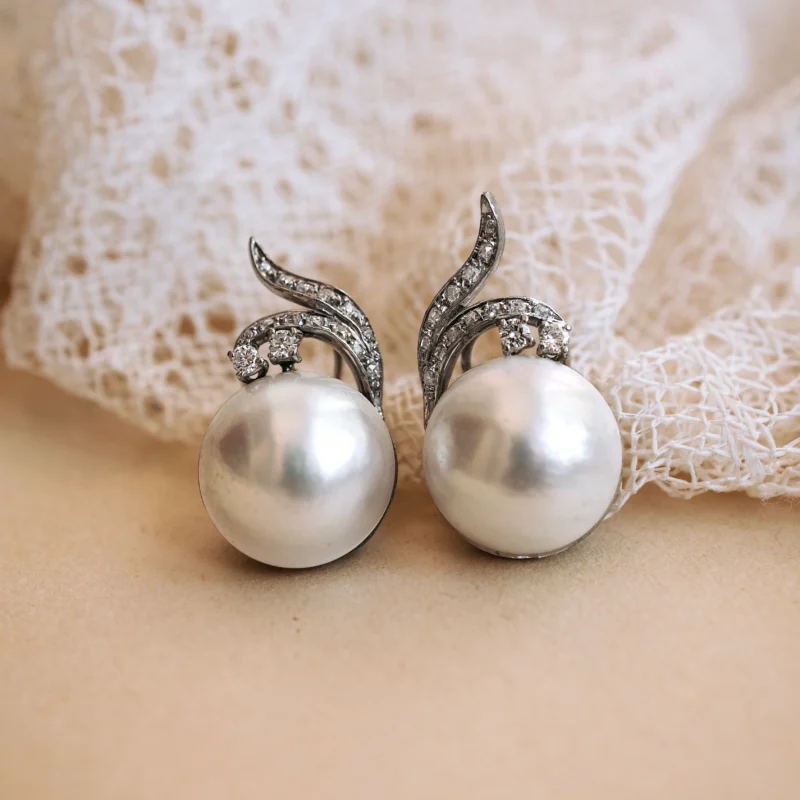 P6747 - Pendientes perlas y diamantes
