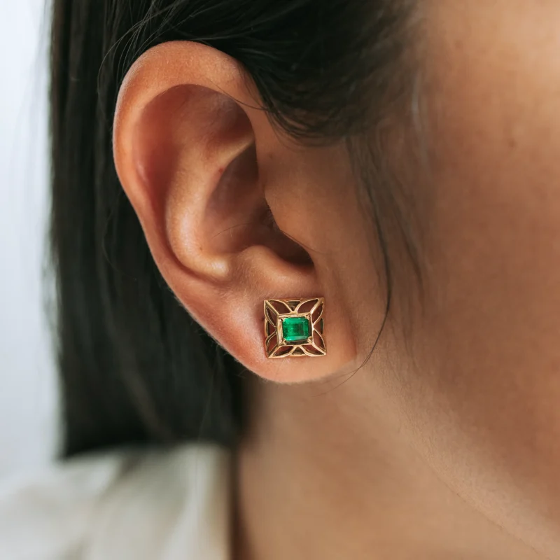 Alternative view of P8427 - Pendientes vintage esmeraldas