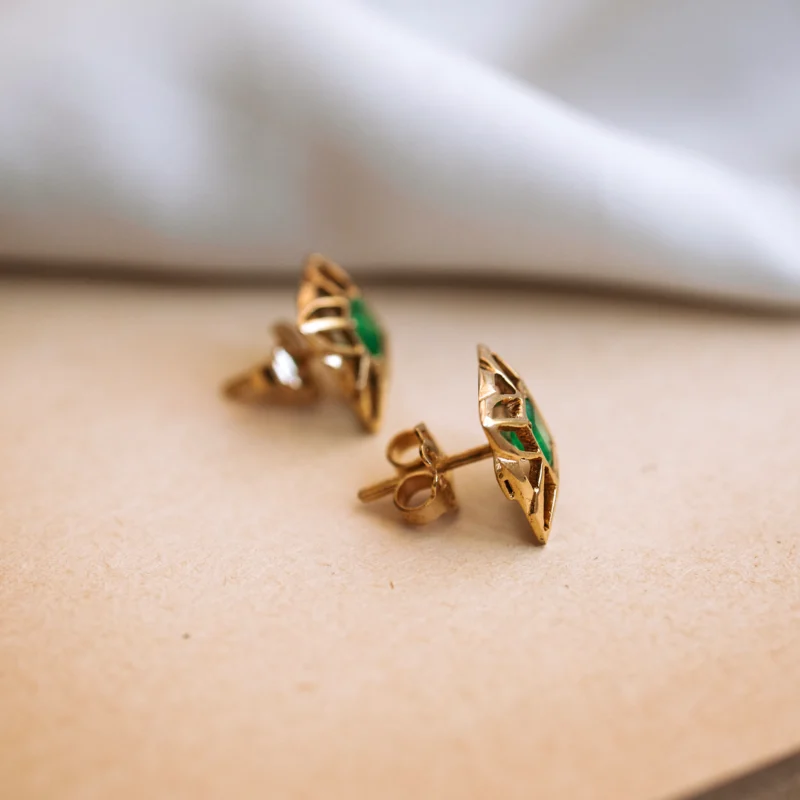P8427 - Pendientes vintage esmeraldas - Imagen 3