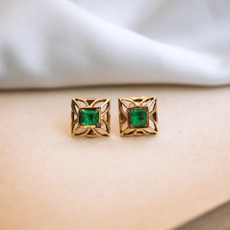 P8427 - Pendientes vintage esmeraldas