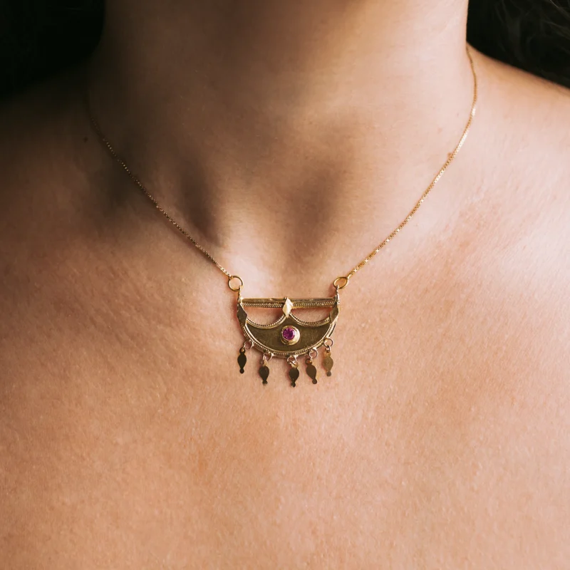 Alternative view of C8377 - Collar vintage turmalina