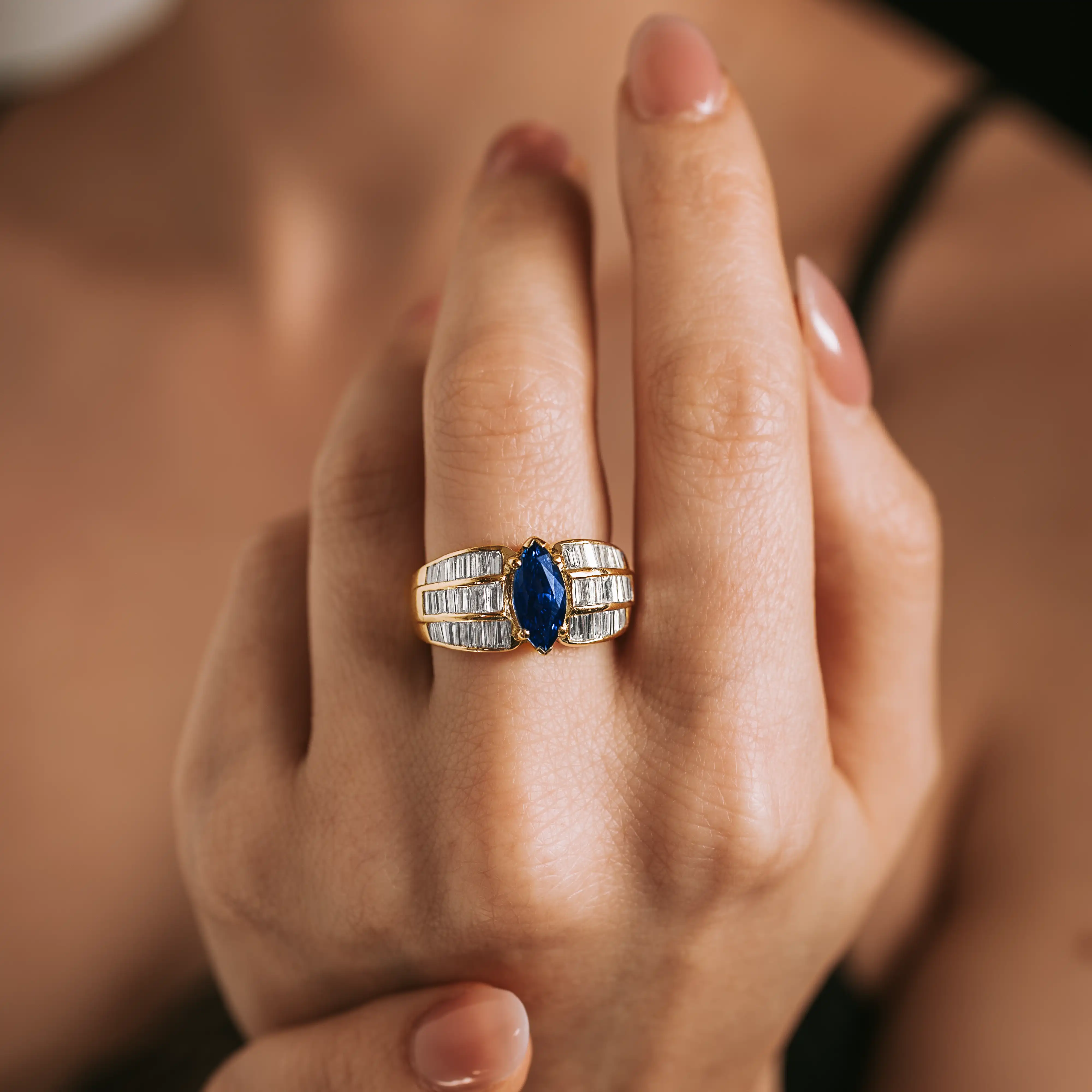 S8613 - Sortija zafiro y diamantes 2 S8613 - Sortija zafiro y diamantes - Imagen 2
